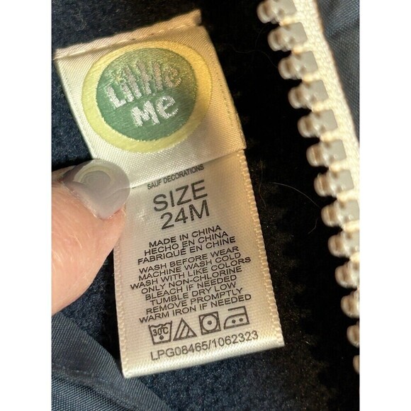 Little Me Hooded Puffer Vest Coat Blue Gray Size 24 Months - Picture 3 of 5